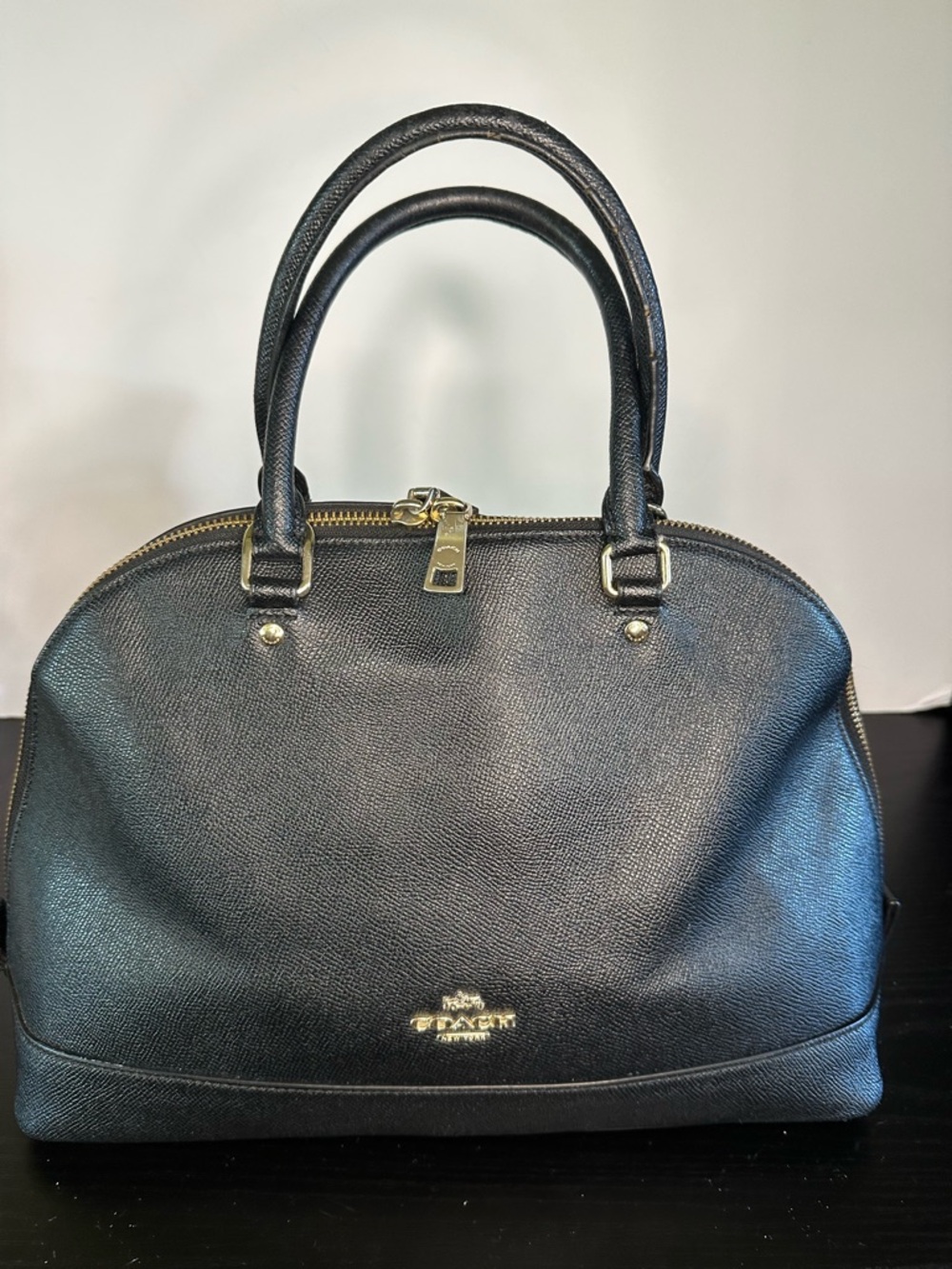 Coach F57524 Sierra Black Leather Dome Satchel